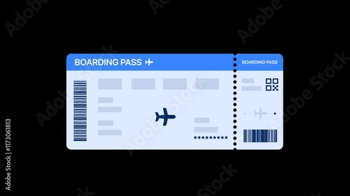 Airplane Ticket - A realistic vector mockup of a flight ticket, perfect for travel, booking, or airline-related designs. This footage showcases a ticket being separated from the main ticket.