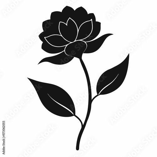 Flower Reverie black silhouette vector