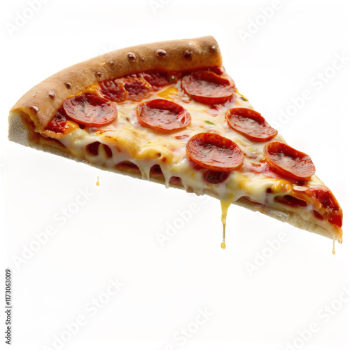 Crispy Pepperoni Pizza Slice with Melted Cheese on Transparent Background (PNG)
