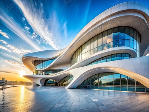 Abstract Organic Architecture: Swirling Blob Building Exterior Design photo