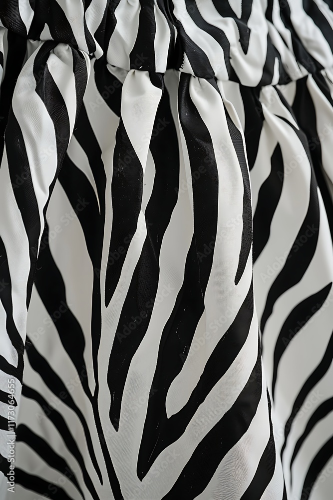 Skater skirt design with bold zebra patterns on a white background Skater skirt design with bold zebra patterns on a white background