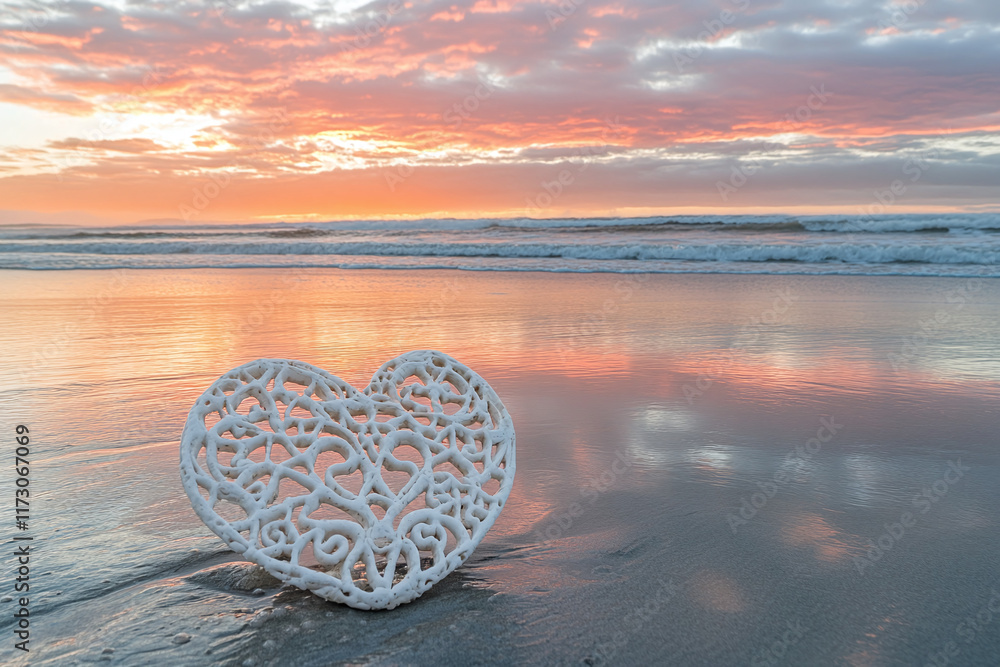 Fototapeta premium Serene deserted beach during dusk with reflective calm waters