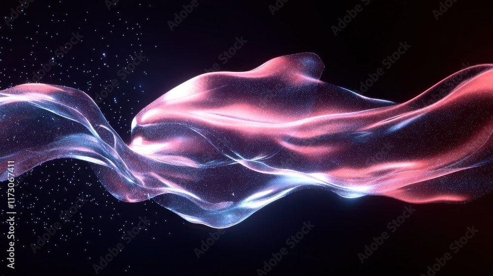 Fototapeta premium Dynamic abstract flowing light waves digital realm visual art dark environment close-up perspective futuristic concept