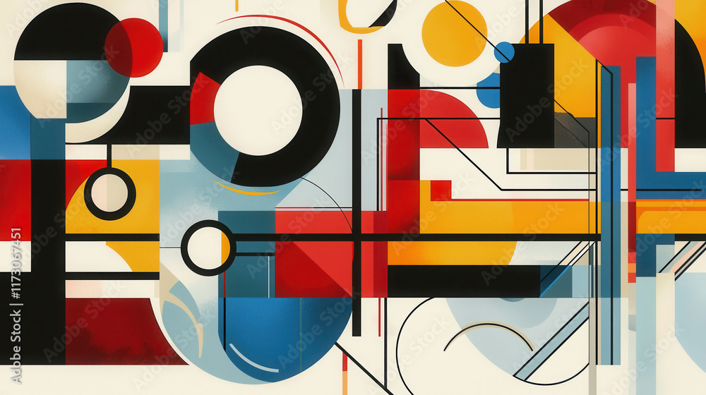 Obraz premium Abstract Artwork Featuring Bold Geometric Shapes in Vibrant Colors
