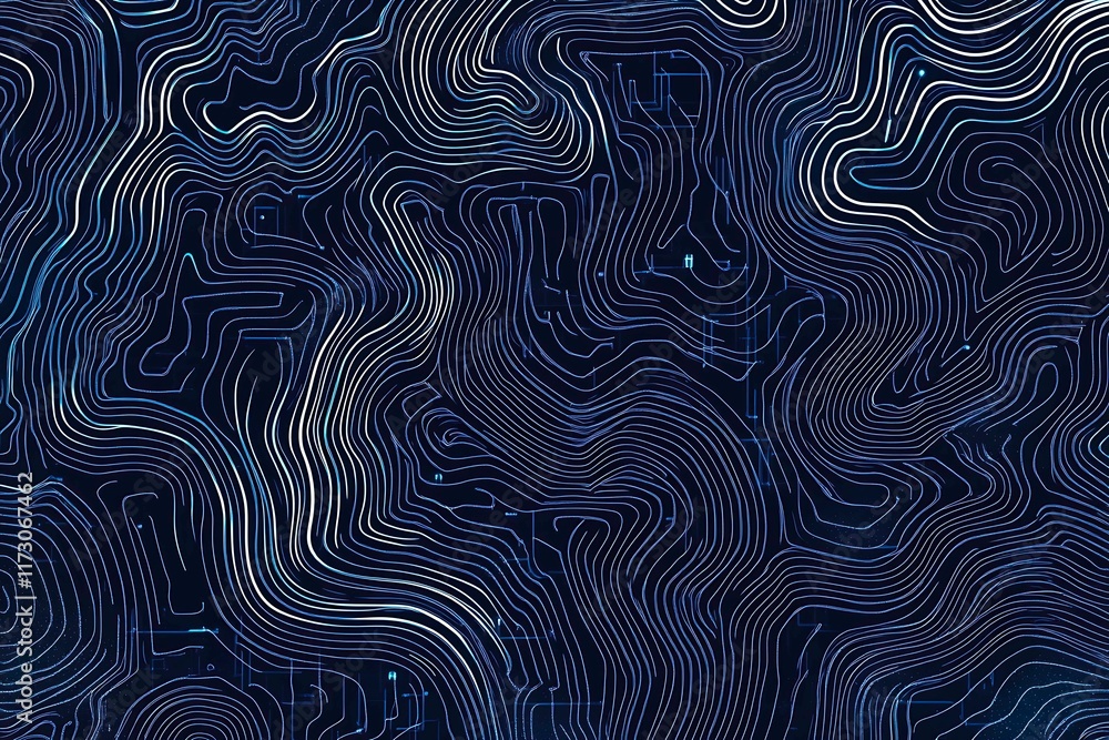 Fototapeta premium Abstract close-up of a glowing blue digital circuit board, showcasing intricate connections and technological design on a black background.