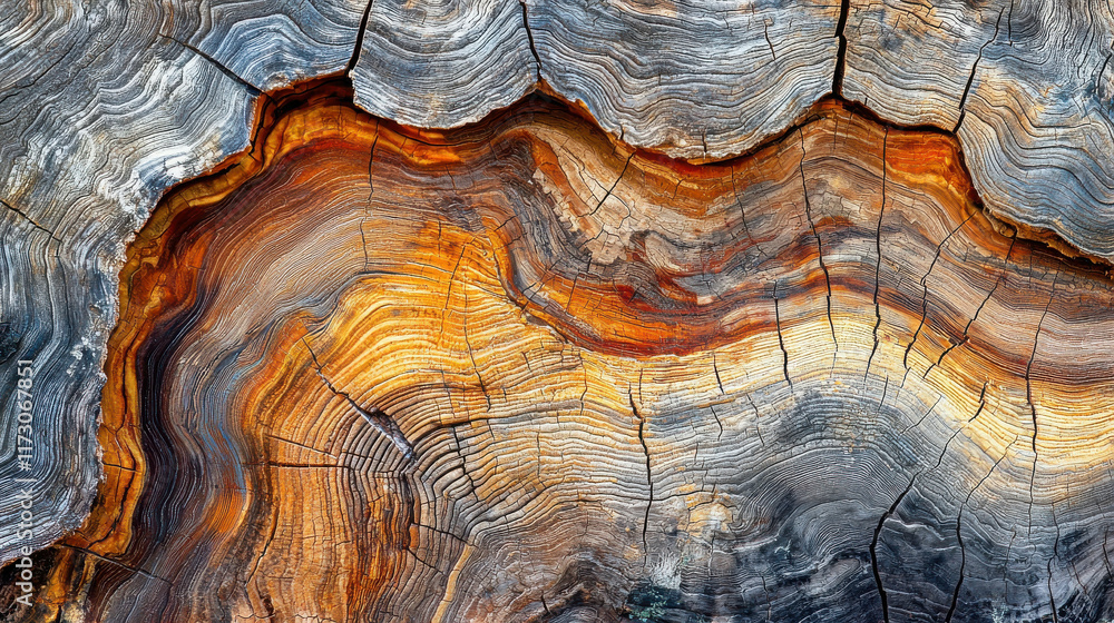 Abstract Patterns of Wood Grain on Cross Section with Vibrant Colors and Textures Abstract Patterns of Wood Grain on Cross Section with Vibrant Colors and Textures