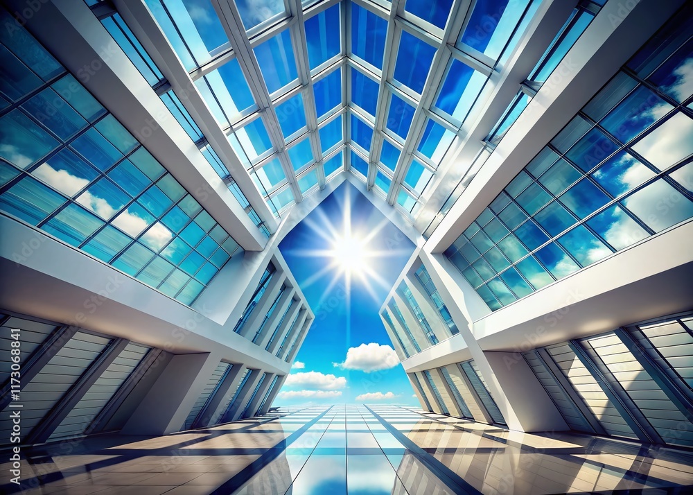 Fototapeta premium Abstract White Skylight Architectural Background - Modern 3D Design