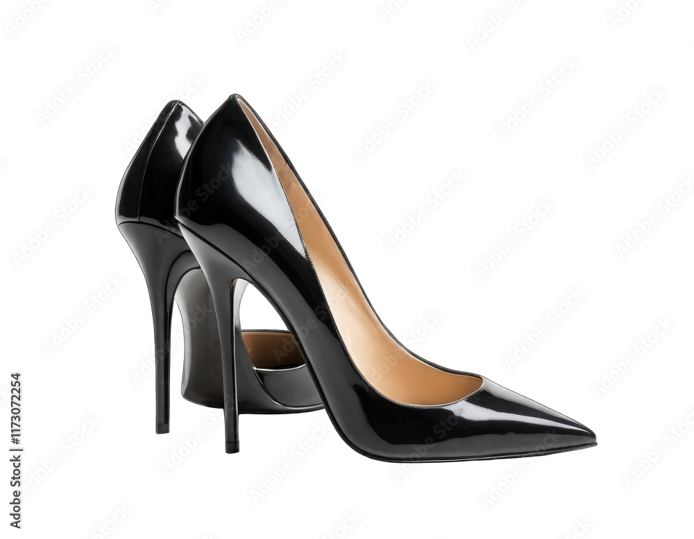 Pair of Stylish Black High Heels on a Transparent PNG Background for Fashion and Advertisement. Pair of Stylish Black High Heels on a Transparent PNG Background for Fashion and Advertisement.