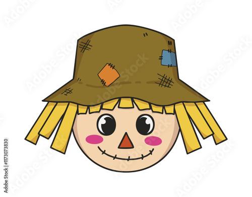 Cute Scarecrow Head Smiling