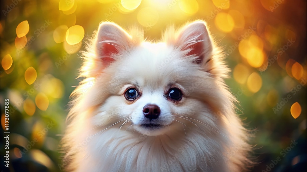 Obraz premium Adorable Pomeranian Spitz Puppy Panoramic Portrait