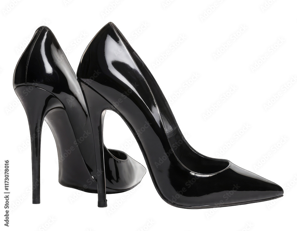 Pair of Stylish Black High Heels on a Transparent PNG Background for Fashion and Advertisement. Pair of Stylish Black High Heels on a Transparent PNG Background for Fashion and Advertisement.