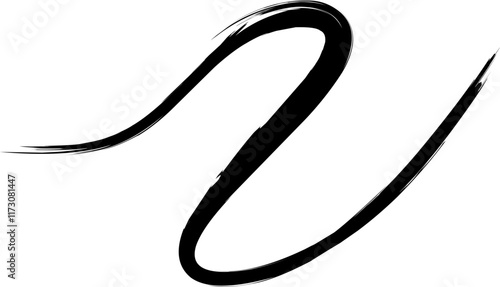 Fotografie A minimalistic black brushstroke squiggle with flowing, abstract curves on a white background, evoking simplicity and modern design