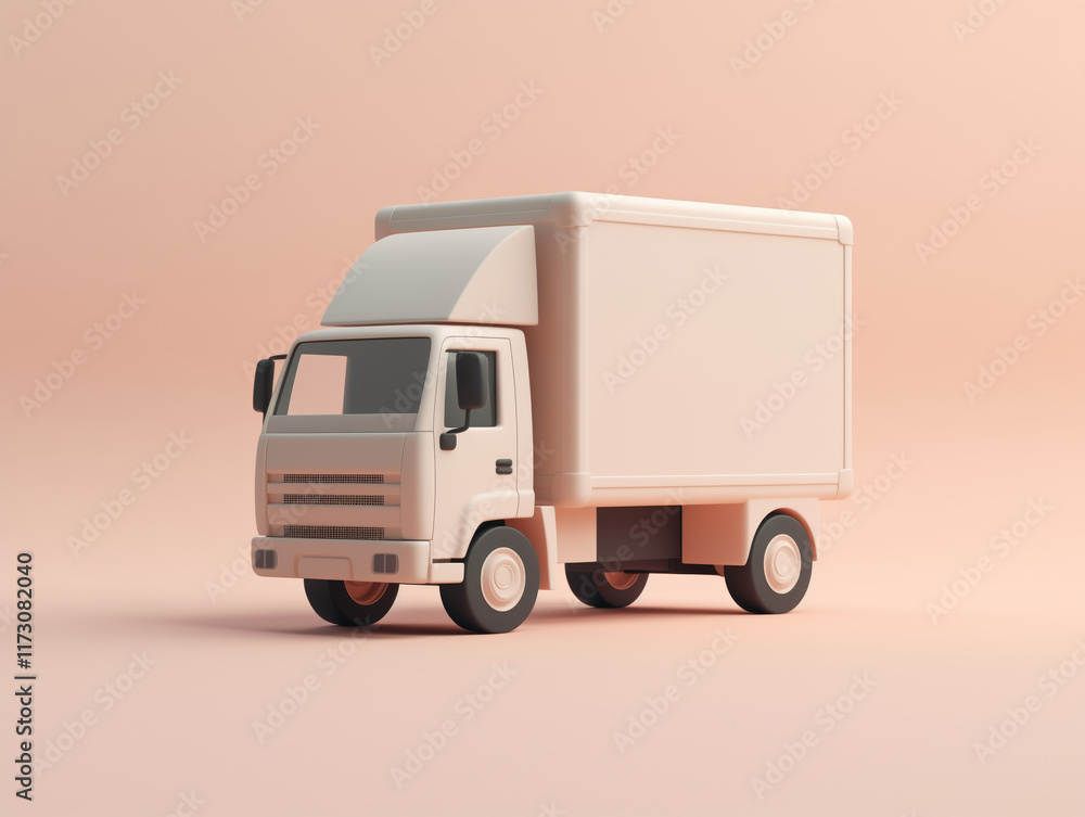 3d rendering of a beige delivery truck on a beige background 3d rendering of a beige delivery truck on a beige background