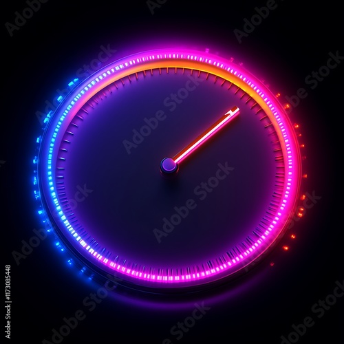 Neon Clock With Pink And Blue Illumination