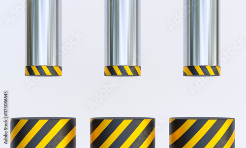 Hydraulic press close up isolated on white background. 3D Rendering