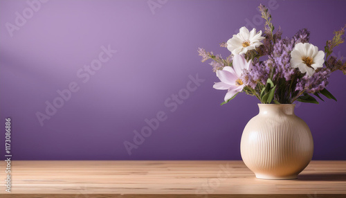Wallpaper Mural bouquet in a vase ,Purple background ,Generated image	 Torontodigital.ca