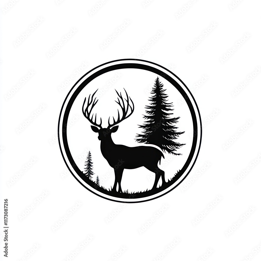 Fototapeta premium Majestic Deer Silhouette in Forest Setting