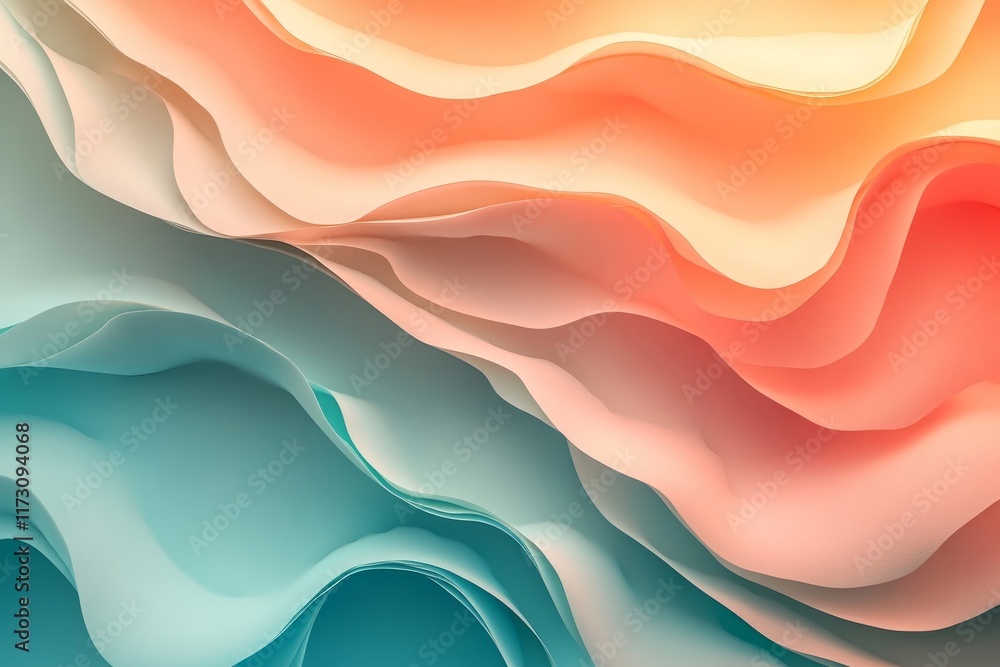 Obraz premium Soft teal orange gradient background, vivid gradients texture, album art, modern layout, Generative AI
