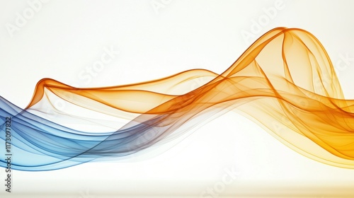 Abstract Orange and Blue Waves: A Serene Digital Artwork