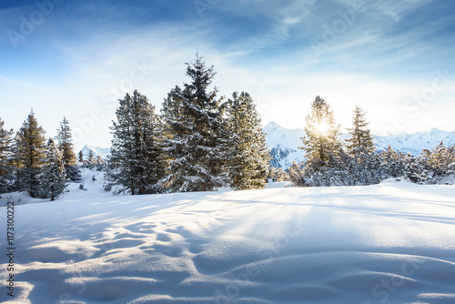 Winter im Skigebiet in den tiroler Bergen im Zillertal