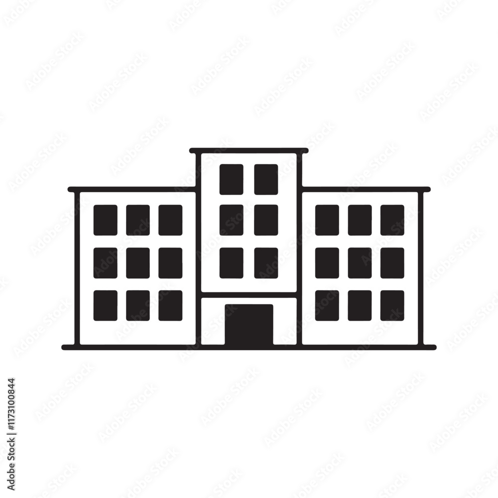 School building line icon, vector pictogram of college or university. Education illustration, sign for schoolhouse exterior School building line icon, vector pictogram of college or university. Education illustration, sign for schoolhouse exterior
