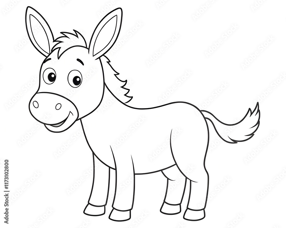 Fototapeta premium coloring page with donkey