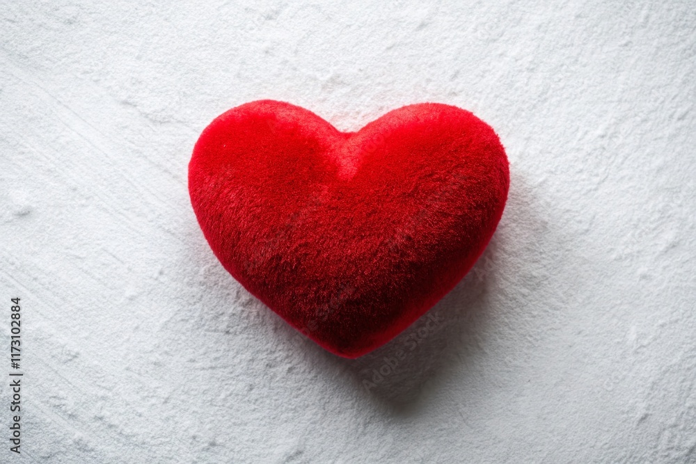 Aerial View of Red Velvet Heart on White Background - Drone Photography Aerial View of Red Velvet Heart on White Background - Drone Photography