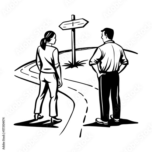 Decision making concept illustration in doodle style
