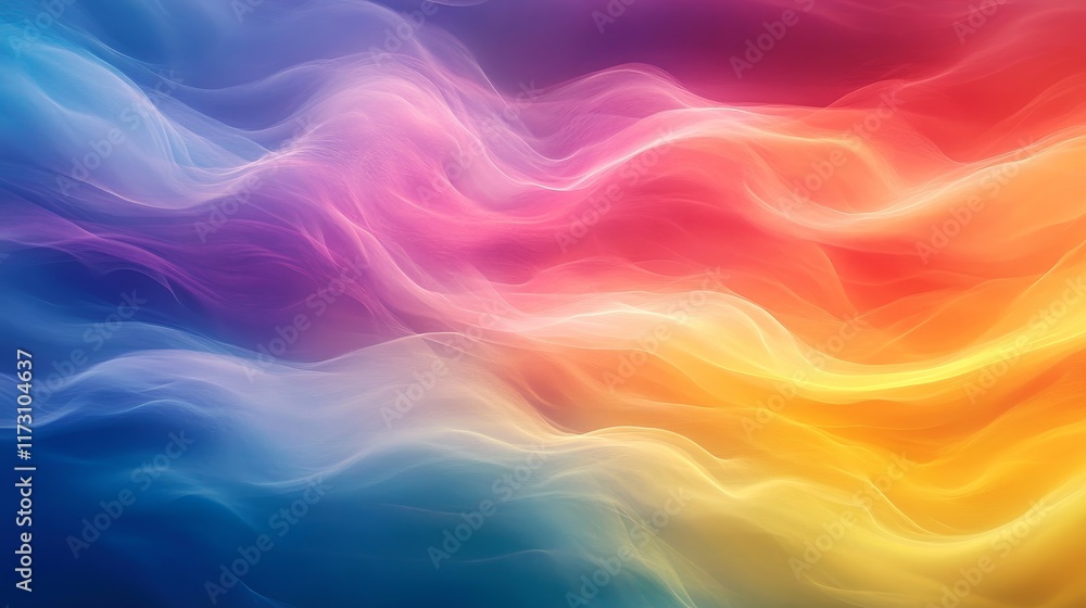 Obraz premium Noisy rainbow hues gradient background, light wave texture, album art, vibrant tones, Generative AI