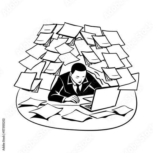 A hand drawn illustration depicting work overload 
