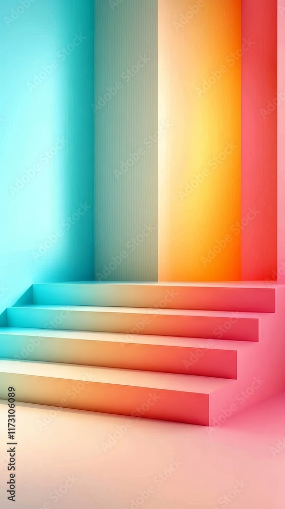 Fototapeta premium Pastel teal orange gradient background, neon glow texture, presentation slide, vibrant tones, Generative AI