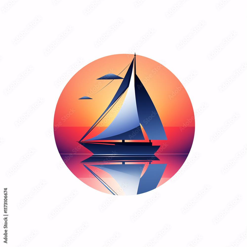Serene Sunset Sailboat on Calm Waters Surrounded by Vibrant Skies and Gentle Waves Reflecting Golden and Blue Tones of Dusk Serene Sunset Sailboat on Calm Waters Surrounded by Vibrant Skies and Gentle Waves Reflecting Golden and Blue Tones of Dusk