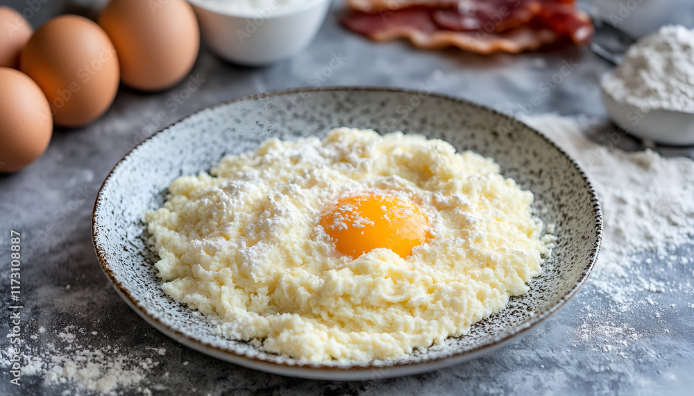 Breakfast with fried eggs and bacon close up. Fried sunny side eggs with bacon on plate, healthy keto meal Breakfast with fried eggs and bacon close up. Fried sunny side eggs with bacon on plate, healthy keto meal