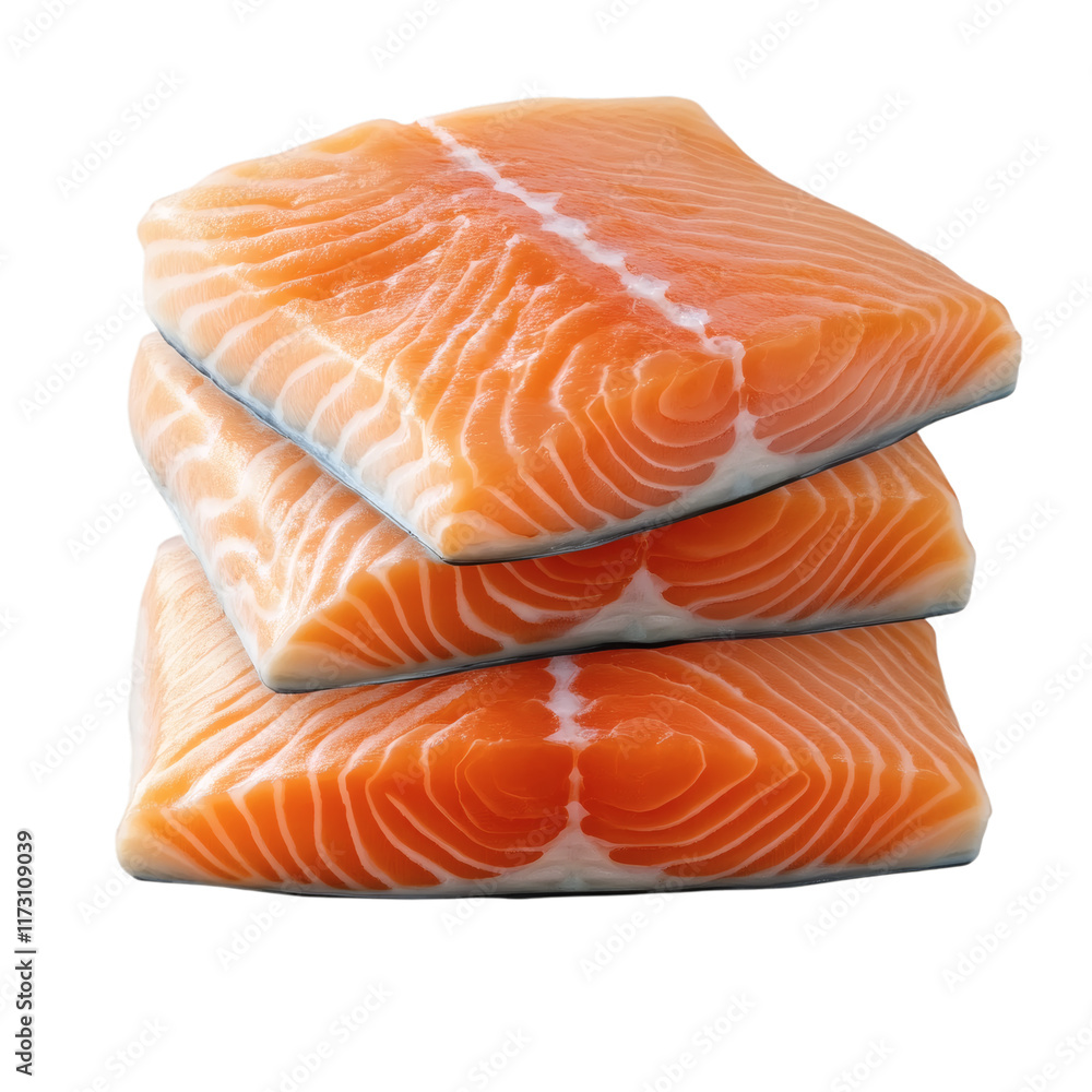 raw salmon steaks isolated on white transparent background raw salmon steaks isolated on white transparent background
