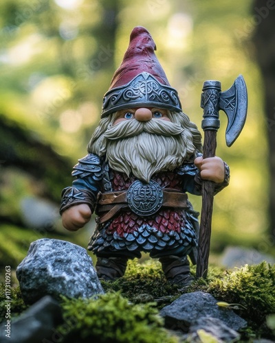 Mighty Forest Guardian: A Viking Gnome with Axe