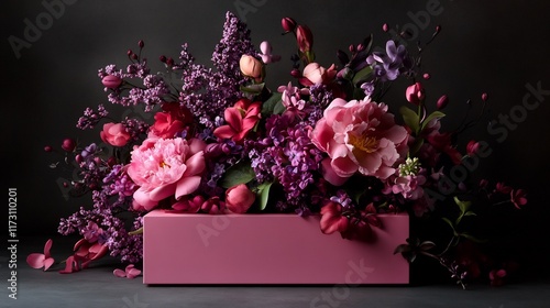 Elegant Pink Floral Arrangement in a Modern Pink Box photo