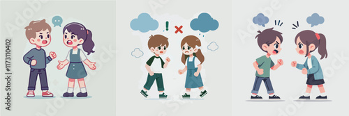 vector of children arguing