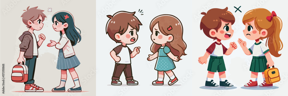 vector of children arguing vector of children arguing