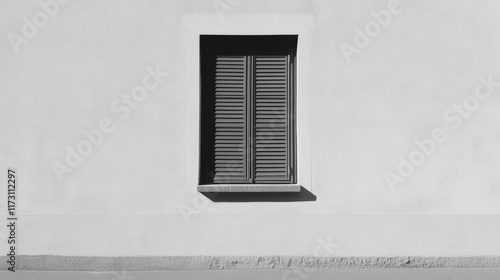 Obraz na płótnie Closed window shutters on a white wall. w salonie