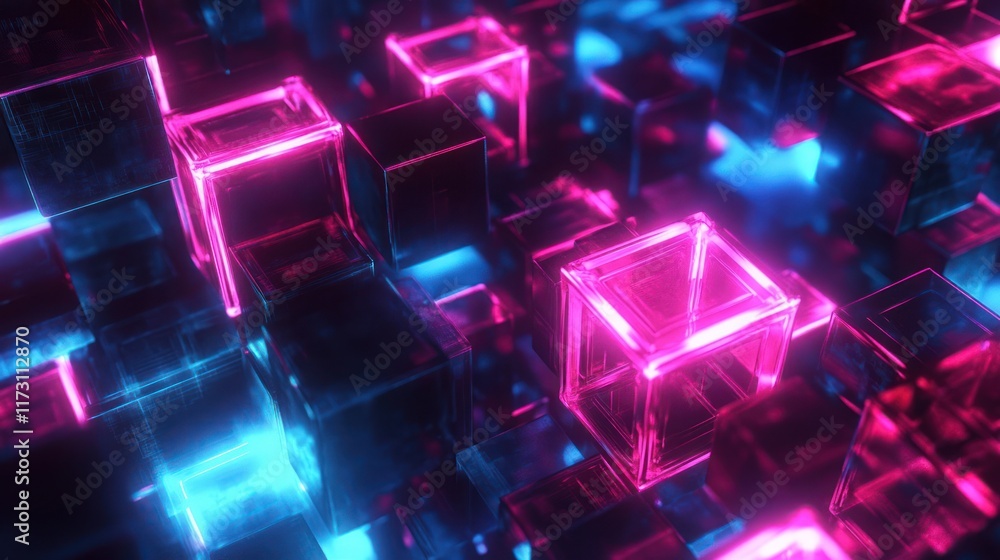 Neon Glowing Cubes Neon Glowing Cubes