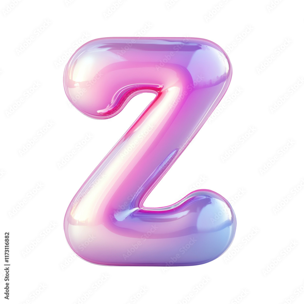 Bubble-style letter Z with a soft pink gradient, featuring puffy 3D effect isolated on white Bubble-style letter Z with a soft pink gradient, featuring puffy 3D effect isolated on white