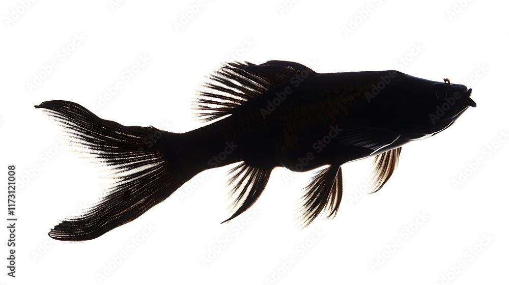 fish fillet silhouette with garnish fish fillet silhouette with garnish