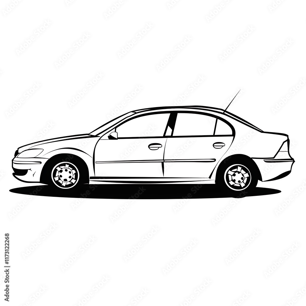 Obraz premium Outline of a car on a white background