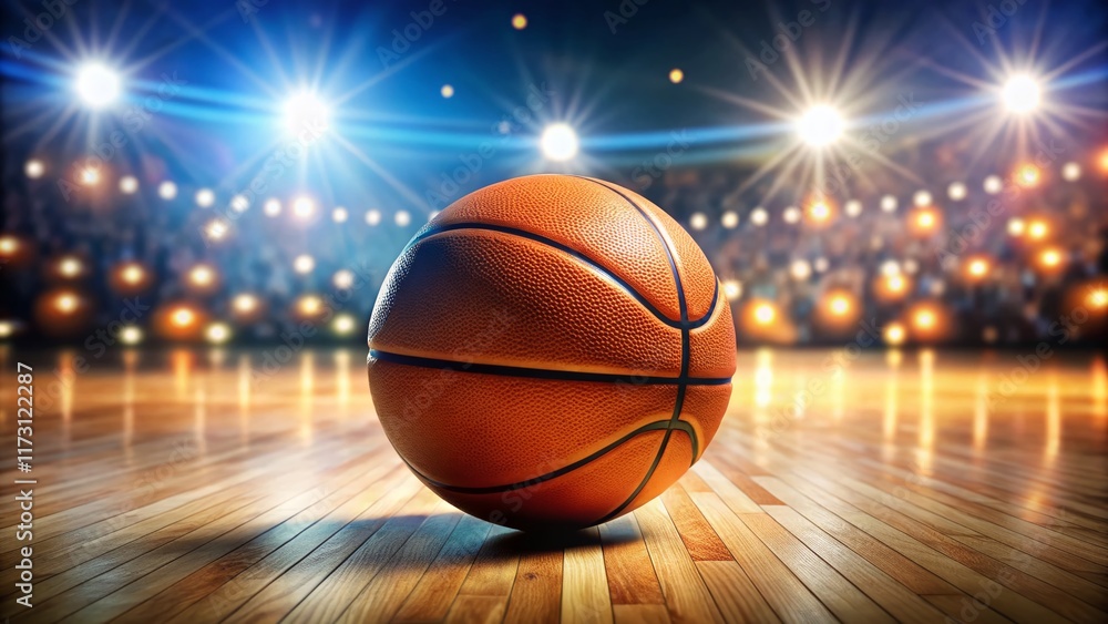 Basketball Game Bokeh: Action Shot of Ball on Court with Blurred Cheering Crowd Basketball Game Bokeh: Action Shot of Ball on Court with Blurred Cheering Crowd