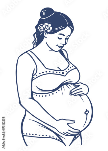 Pregnant women vector art on white background

