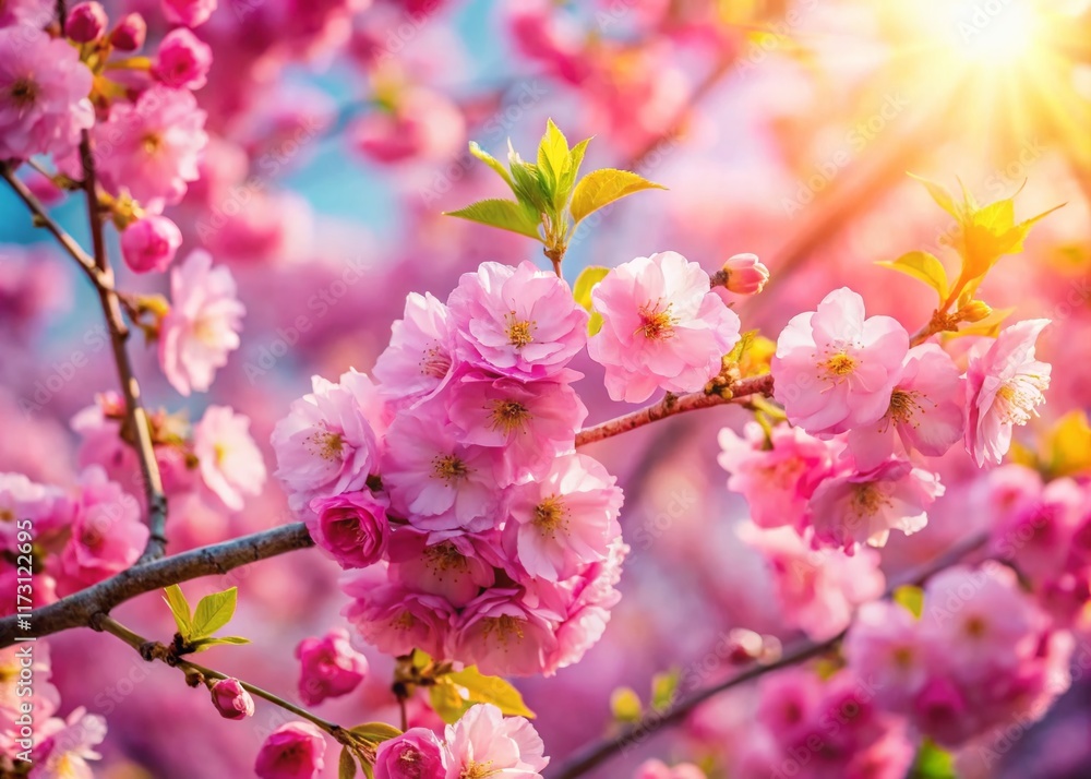 Beautiful Pink Cherry Blossom Tree in Full Bloom, Springtime Nature Photography Beautiful Pink Cherry Blossom Tree in Full Bloom, Springtime Nature Photography