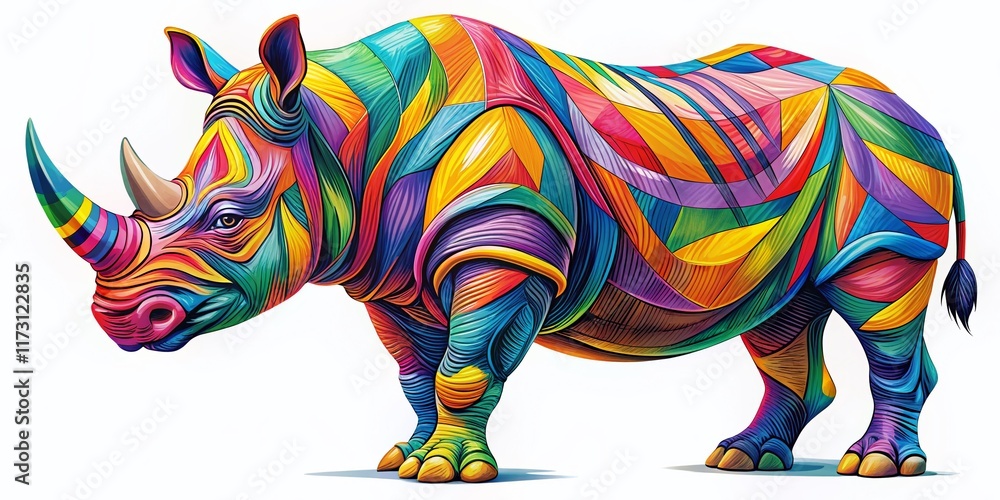 Fototapeta premium Beautiful Rhino Coloring Page Design: Corporate Book & Business Graphic Resource