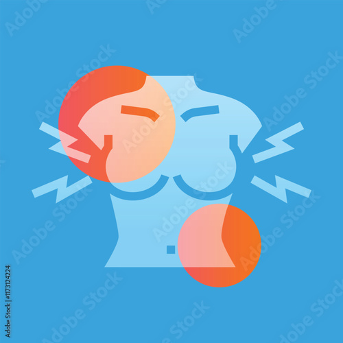 Breast swelling glassmorphism illustration. Transparency blur elements. Ui layered design.