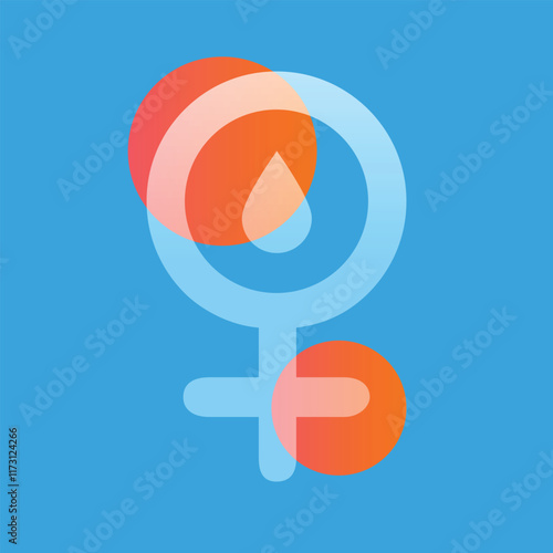 Female symbol Venus glassmorphism illustration. Transparency blur elements. Ui layered design.