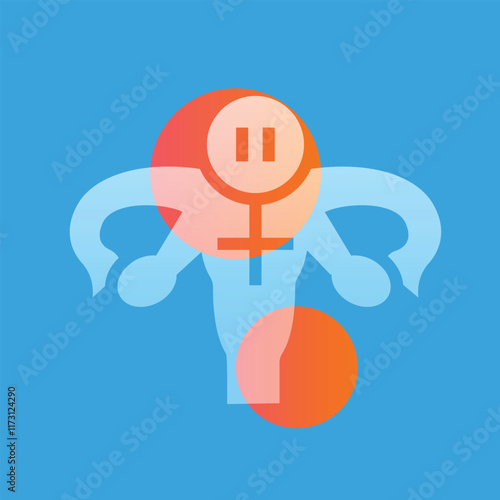 Menopause glassmorphism illustration. Transparency blur elements. Ui layered design.